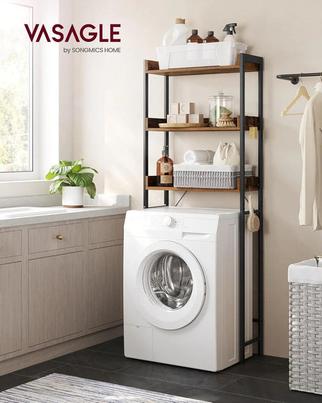 Toilettenregal 3 Ebenen Badezimmerregal Rustikal Braun von Songmics