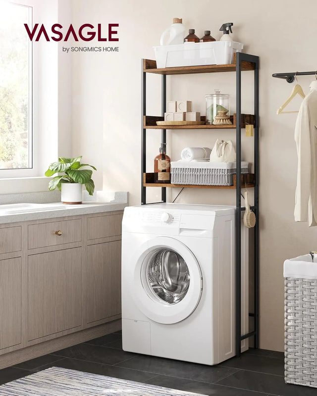 Toilettenregal 3 Ebenen Badezimmerregal Rustikal Braun von Songmics