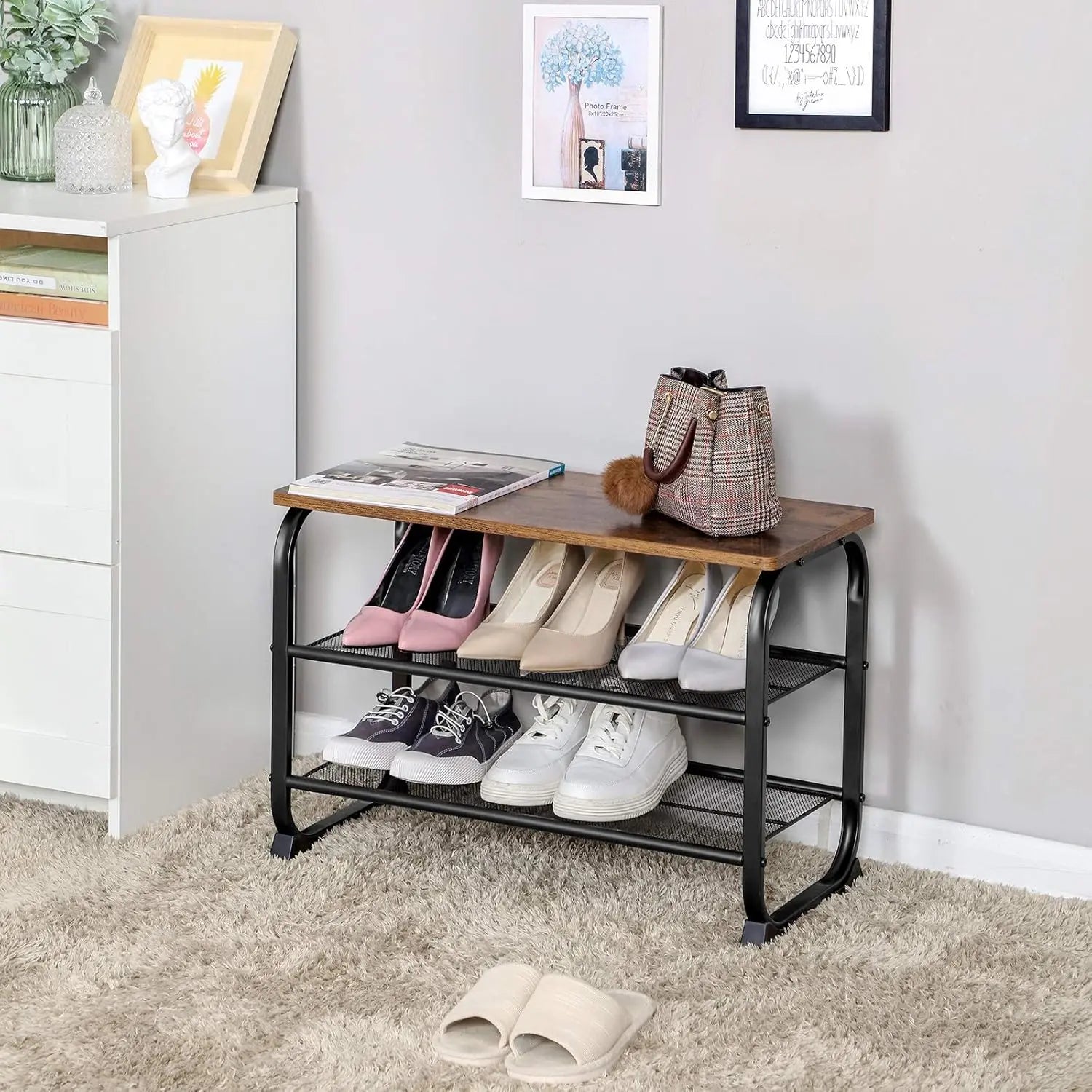 Schuhbank Holzoptik Vintage Braun von Songmics