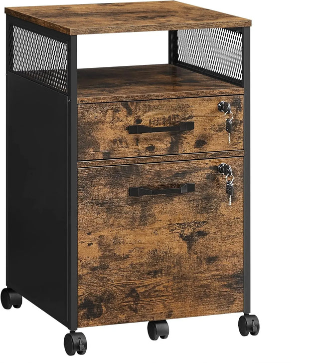 Rollcontainer Büroschrank mit Schubladen Vintagebraun von Songmics