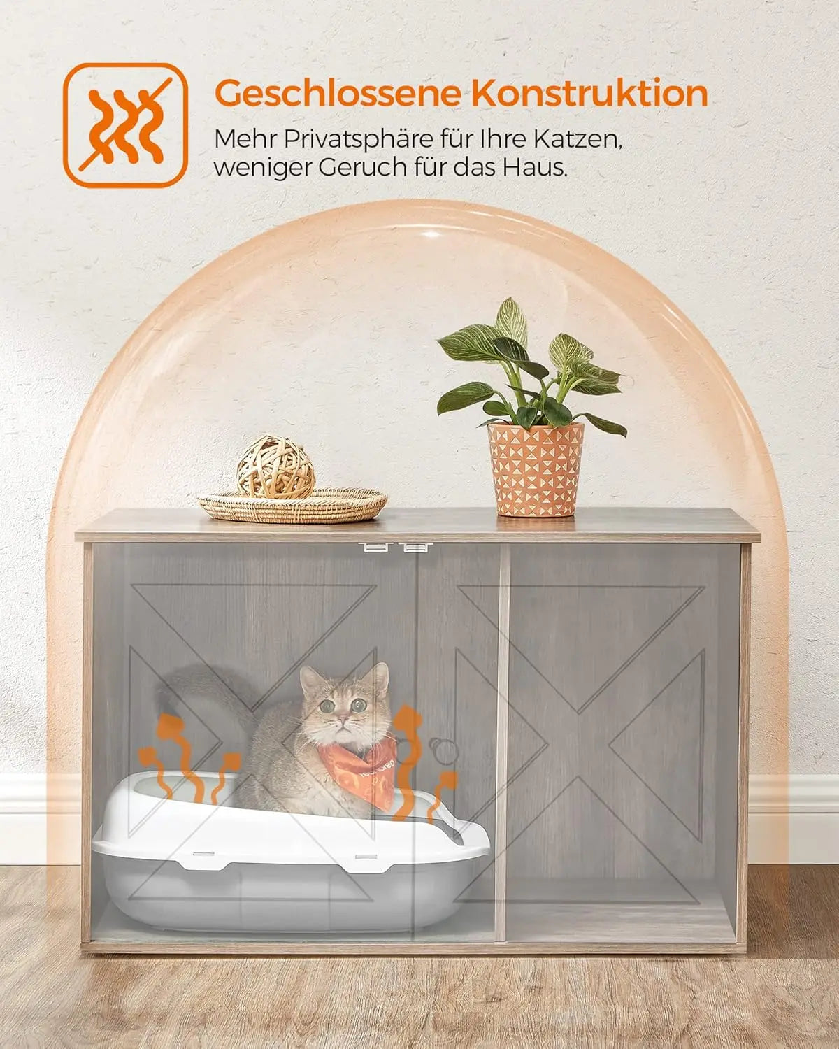 Katzenhaus Schrank Tisch herausnehmbar Trennwand Greige von Songmics