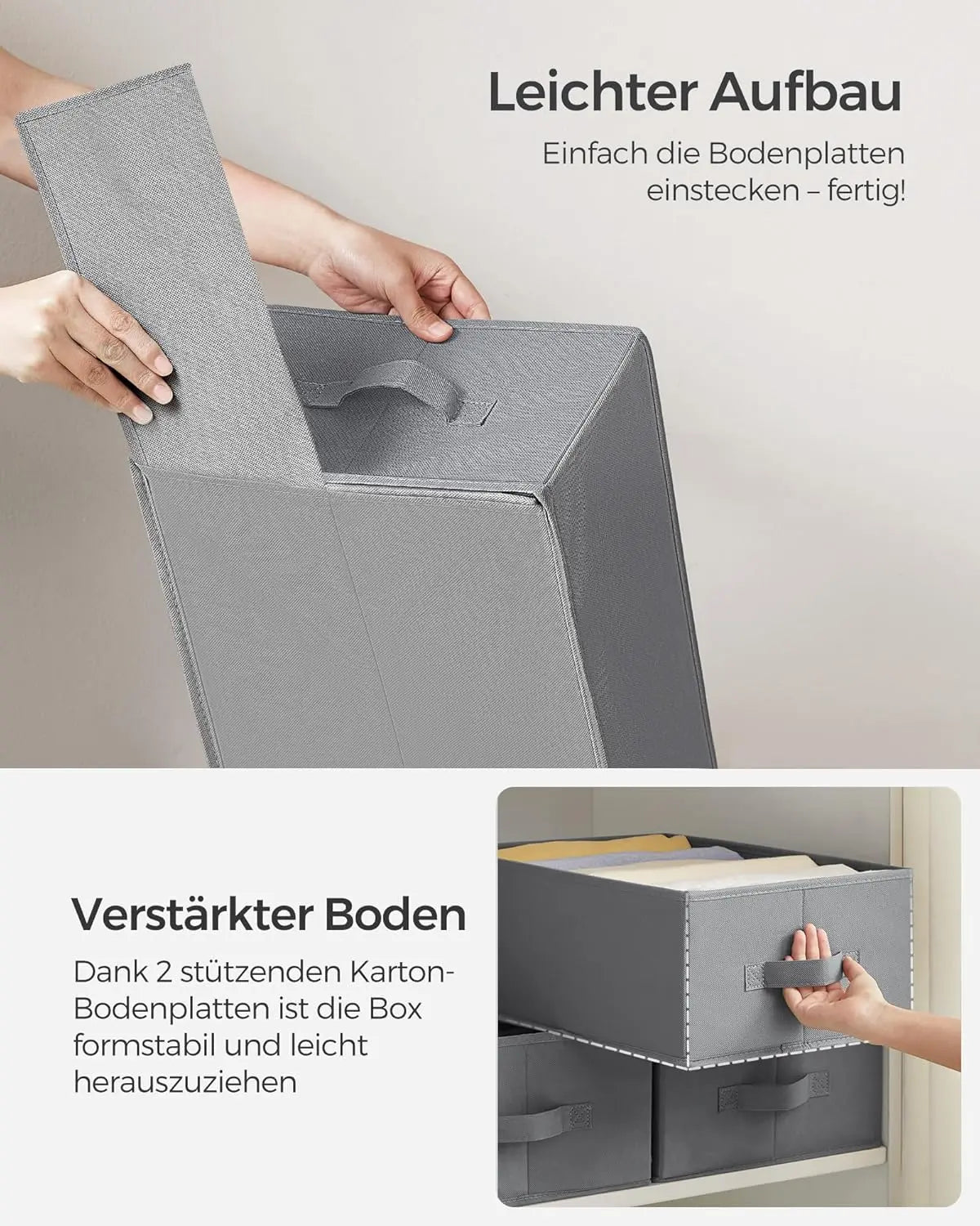 Schubladen-Organizer 4er-Set grau Stoff von Songmics