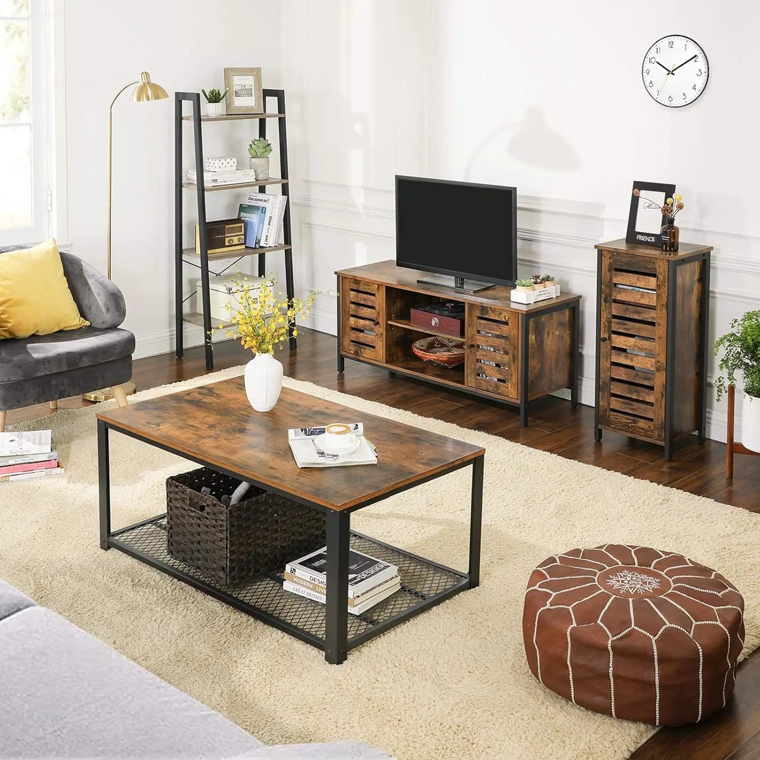 TV Schrank Industrie Design Vintagebraun Schwarz von Songmics