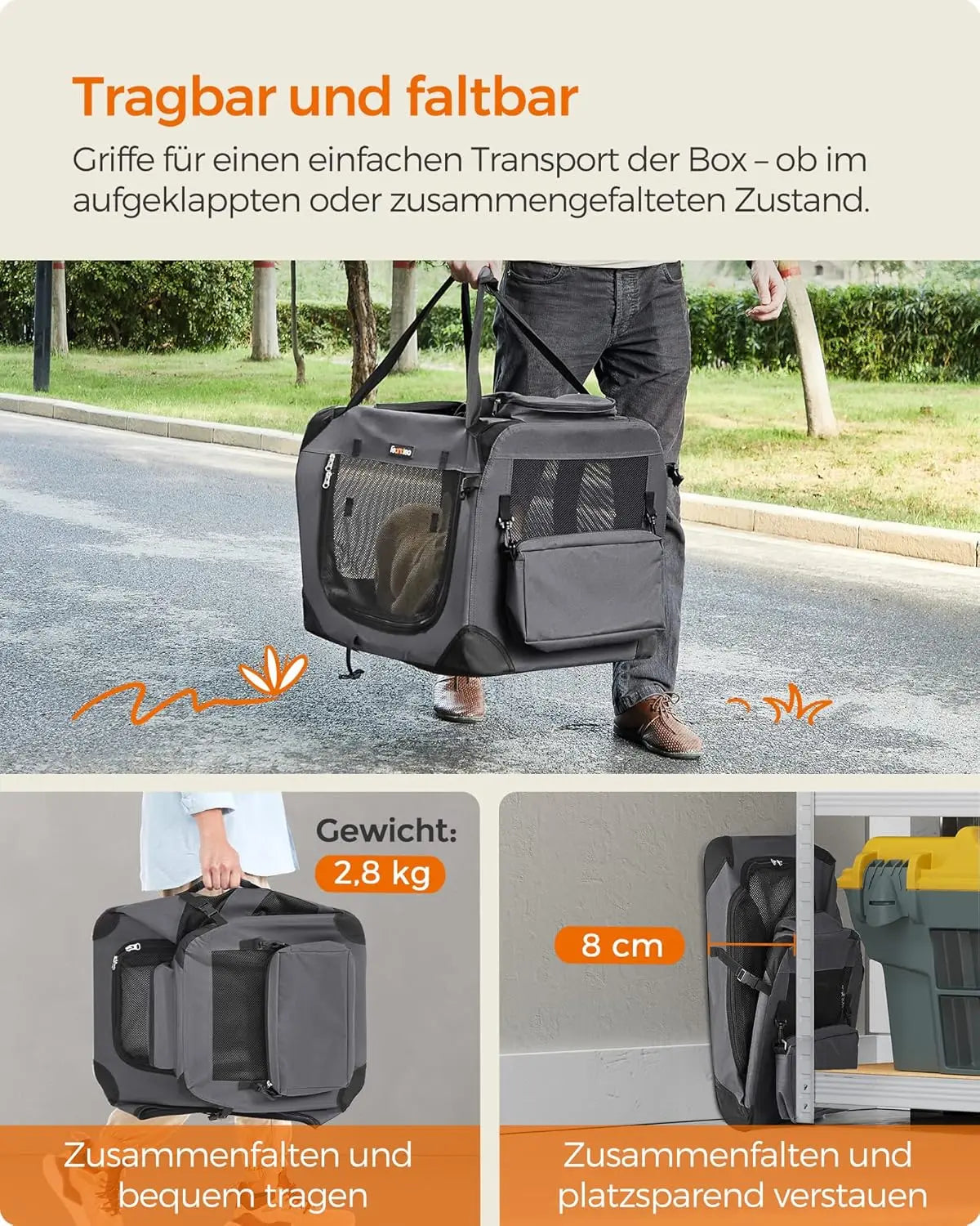 Hundebox faltbar Metallrahmen grau 7-11 kg von Songmics