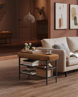 Schuhbank Mid-Century-Modern Kunstleder Karamellbraun von Songmics