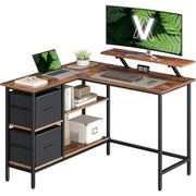 L-Schreibtisch mit Schubladen vintage braun von Songmics