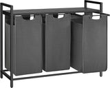 Wäschekorb mit 3 Fächern und Ablage, schiefergrau-anthrazitgrau von Songmics