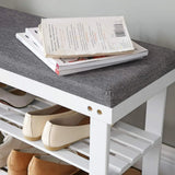 Schuhbank Bambus Regal 2 Ebenen Weiss von Songmics