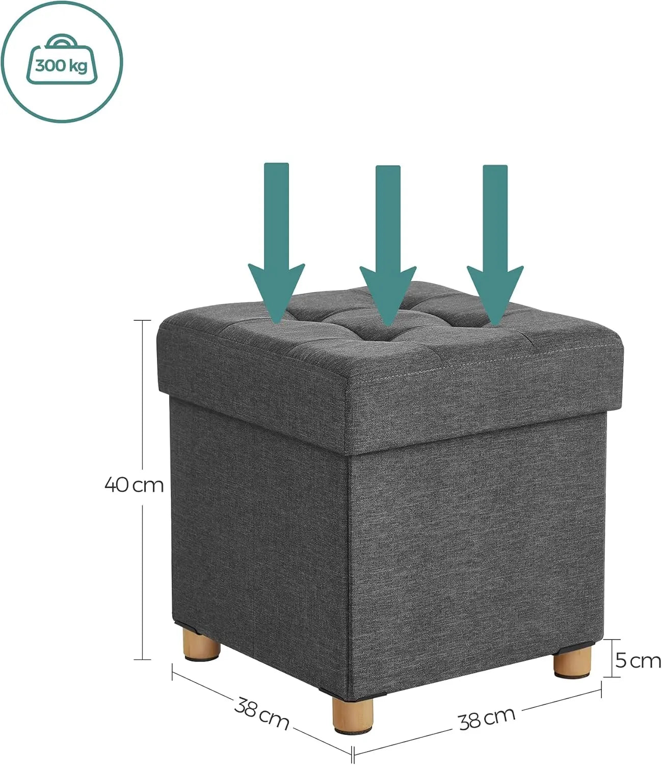 Sitzhocker Aufbewahrungsbox Fussbank schiefergrau von Songmics