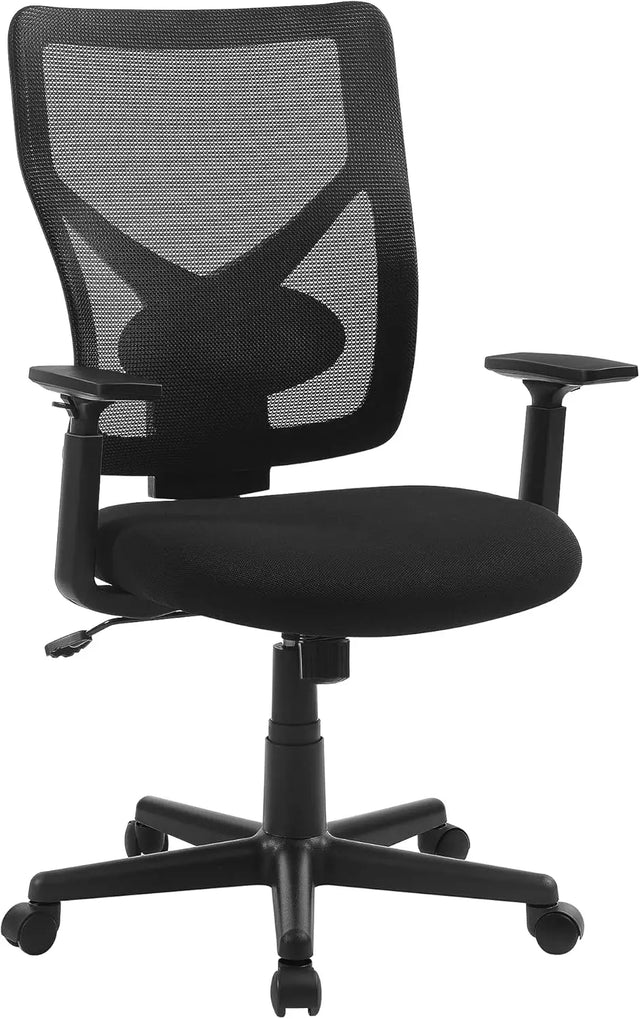 Bürostuhl ergonomisch verstellbar gepolstert Schwarz von Songmics