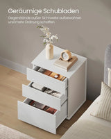 Nachttisch Beistelltisch 3 Schubladen Mattweiss von Songmics