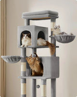 Kratzbaum XL mehrstöckig mit Höhlen Taubengrau von Songmics