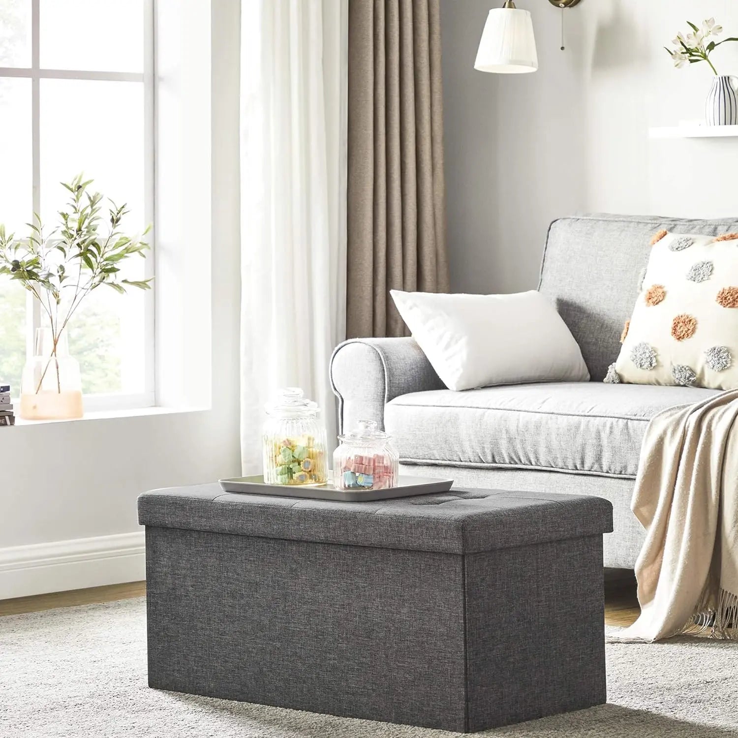 Sitzhocker mit Stauraum schiefergrau von Songmics