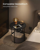 Beistelltisch mit Steckdose, Stauraum, schiefergrau von Songmics