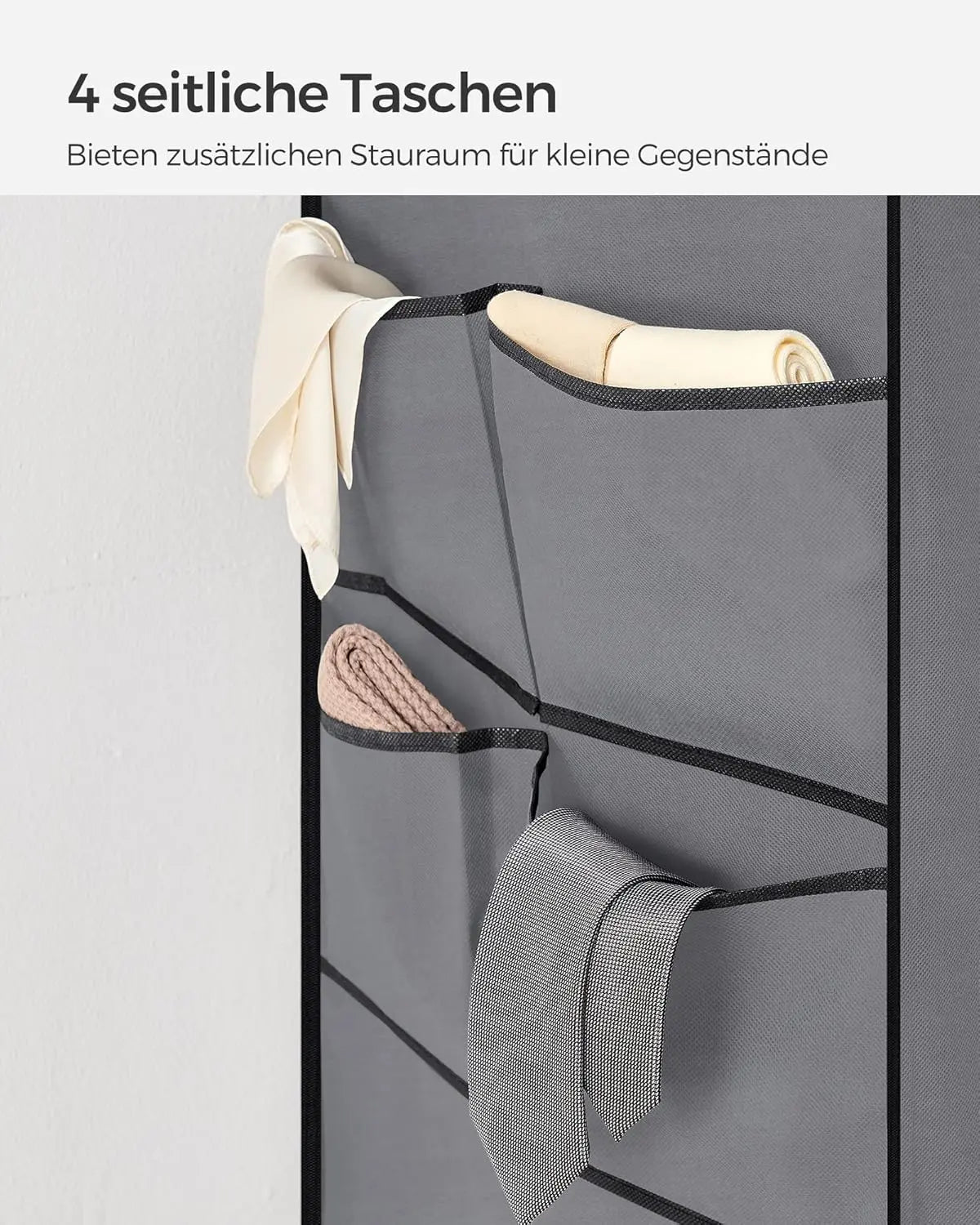 Stoffschrank 170cm grau 4 Hängefächer von Songmics