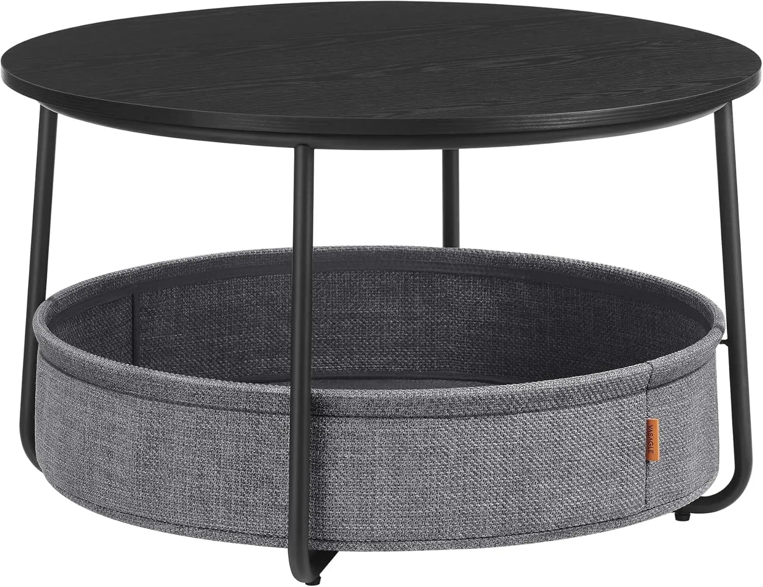 Couchtisch rund mit Stoffkorb schwarz von Songmics