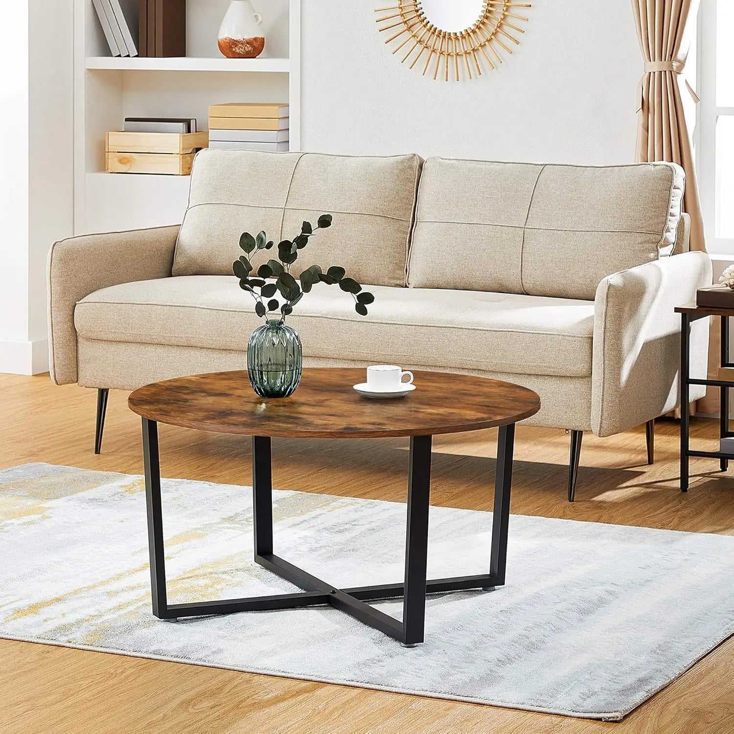 Couchtisch Industriestil Stahlrahmen Rustikal Braun von Songmics