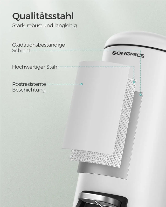 Abfalleimer Badezimmer 10L Stahl Wolkenweiss von Songmics
