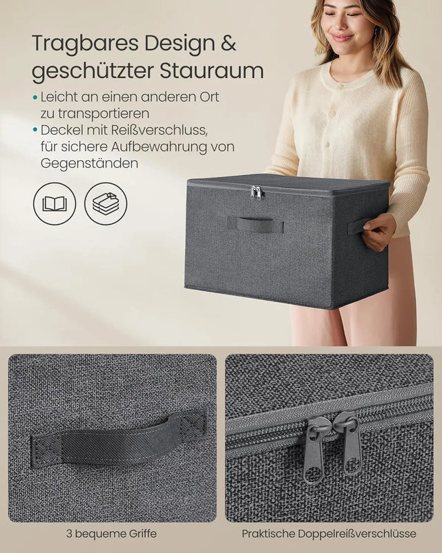 Aufbewahrungsbox faltbar mit Griffen schiefergrau von Songmics
