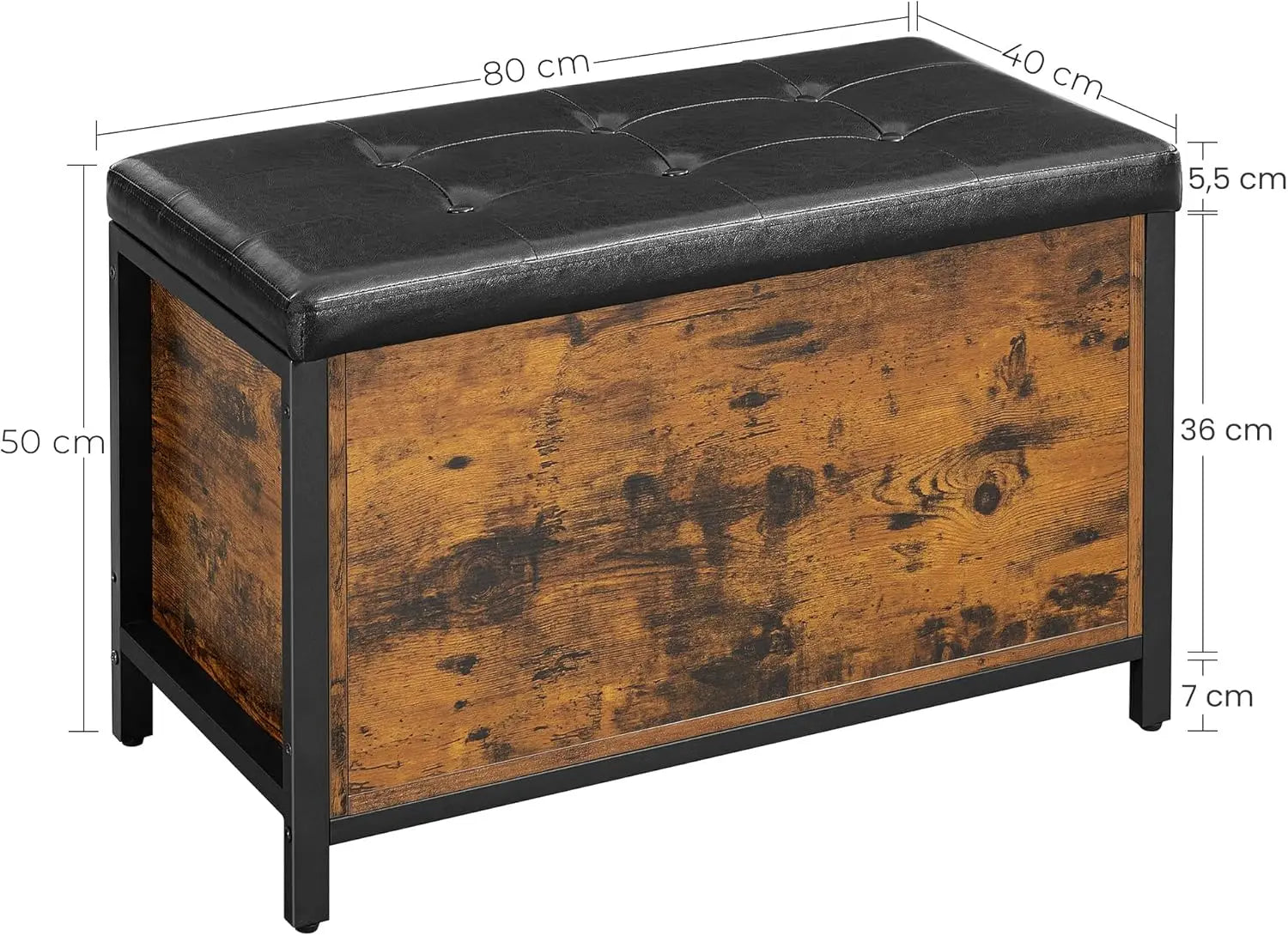 Sitzhocker Sitzbank mit Stauraum Kunstleder Vintagebraun von Songmics