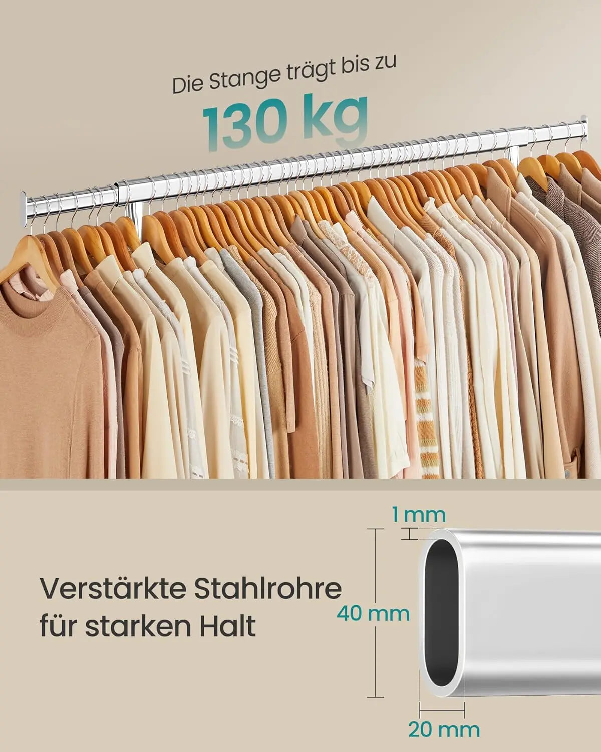 Kleiderständer auf Rollen Metall silbern von Songmics