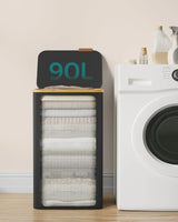 Wäschekorb zusammenklappbar mit Deckel tintenschwarz von Songmics