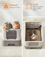 Katzentoilette mit Deckel auslaufsicher Haferflockenfarben von Songmics