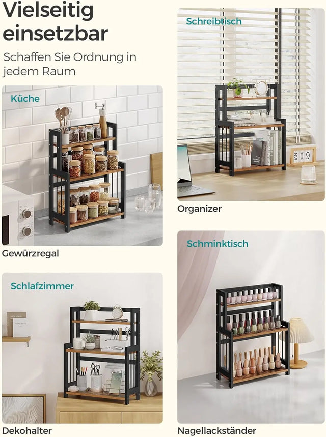 Gewürzregal Bambus 3 Ebenen vintagebraun-schwarz von Songmics