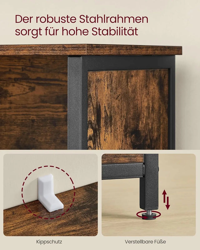 Küchenschrank mit Türen und Fächern vintagebraun-schwarz von Songmics