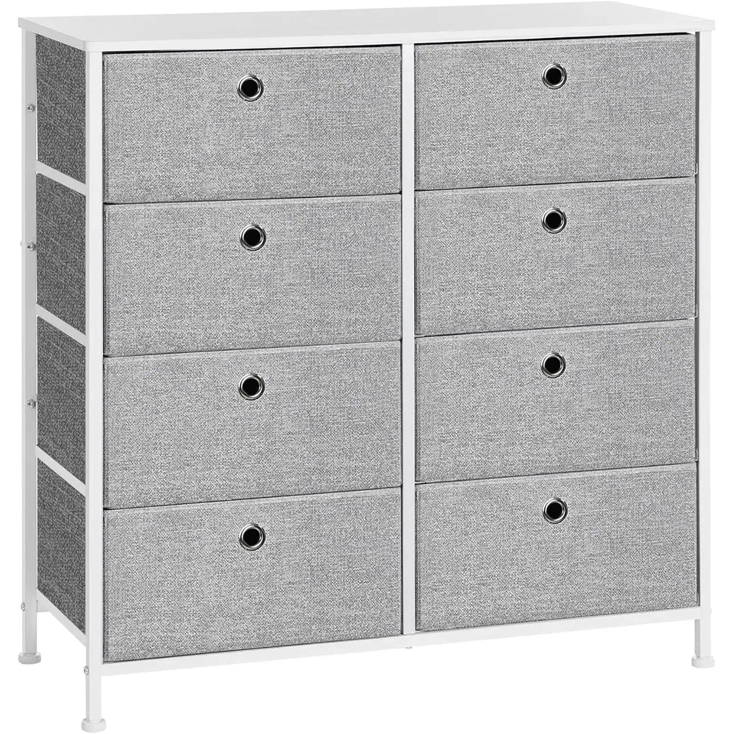Kommode 8 Stoffschubladen Hellgrau Metall von Songmics