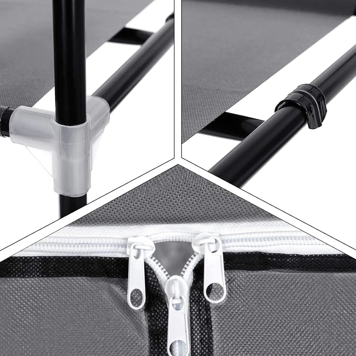 Stoff-Kleiderschrank zusammenklappbar grau 160cm von Songmics