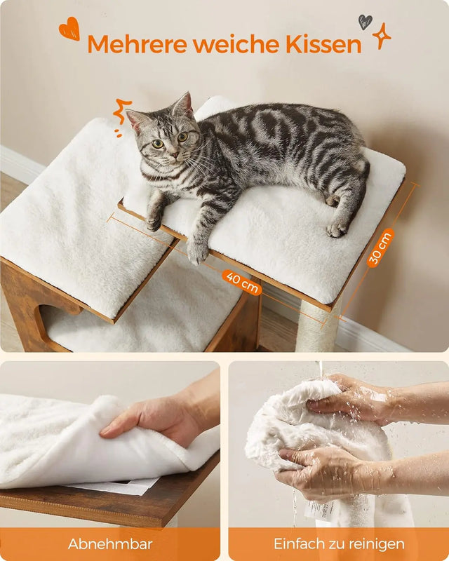 Kratzbaum mit Höhle und Liegeflächen vintagebraun von Songmics