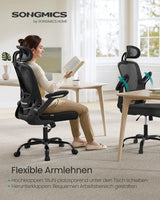 Bürostuhl ergonomisch mit Kopfstütze tintenschwarz von Songmics