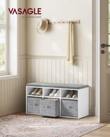 Schuhbank mit Aufbewahrung, wolkenweiss-Taubengrau von Songmics