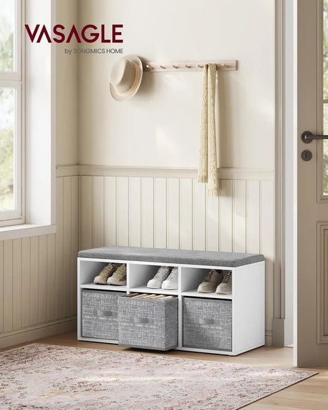 Schuhbank mit Aufbewahrung, wolkenweiss-Taubengrau von Songmics