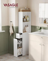 Badezimmerschrank Hochschrank freistehend klassikweiss von Songmics