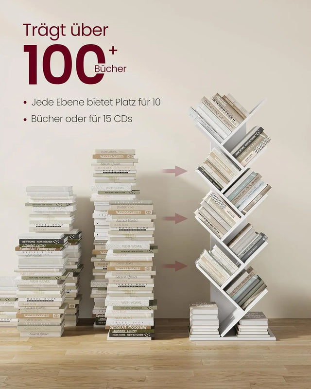 Bücherregal Baumform 9 Ebenen Wolkenweiss von Songmics