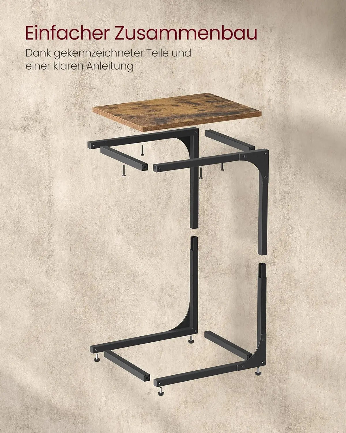 Beistelltisch C-Form Metall Vintage Braun von Songmics