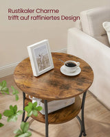 Beistelltisch Industrie-Design mit Ablagen vintagebraun von Songmics