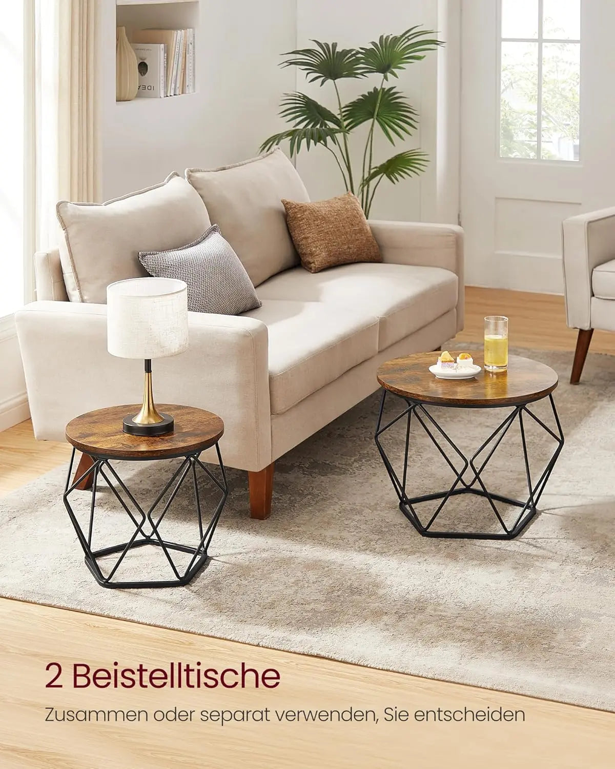 Couchtisch Set Vintage abnehmbar Vintagebraun von Songmics