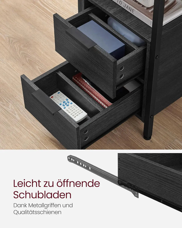 Beistelltisch mit Steckdosenleiste, anthrazitgrau von Songmics