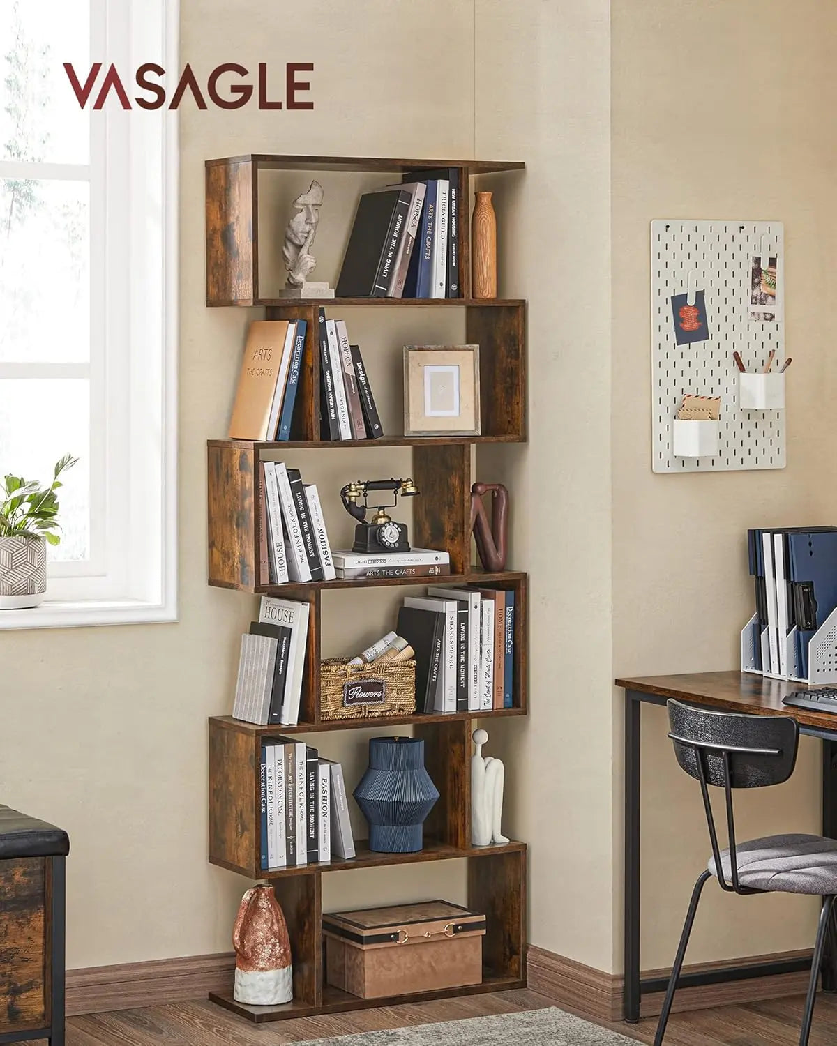 Bücherregal mit 6 Ebenen vintagebraun von guteszeug.ch
