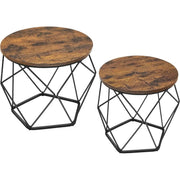 Couchtisch-Set rund abnehmbar braun Stahl von Songmics