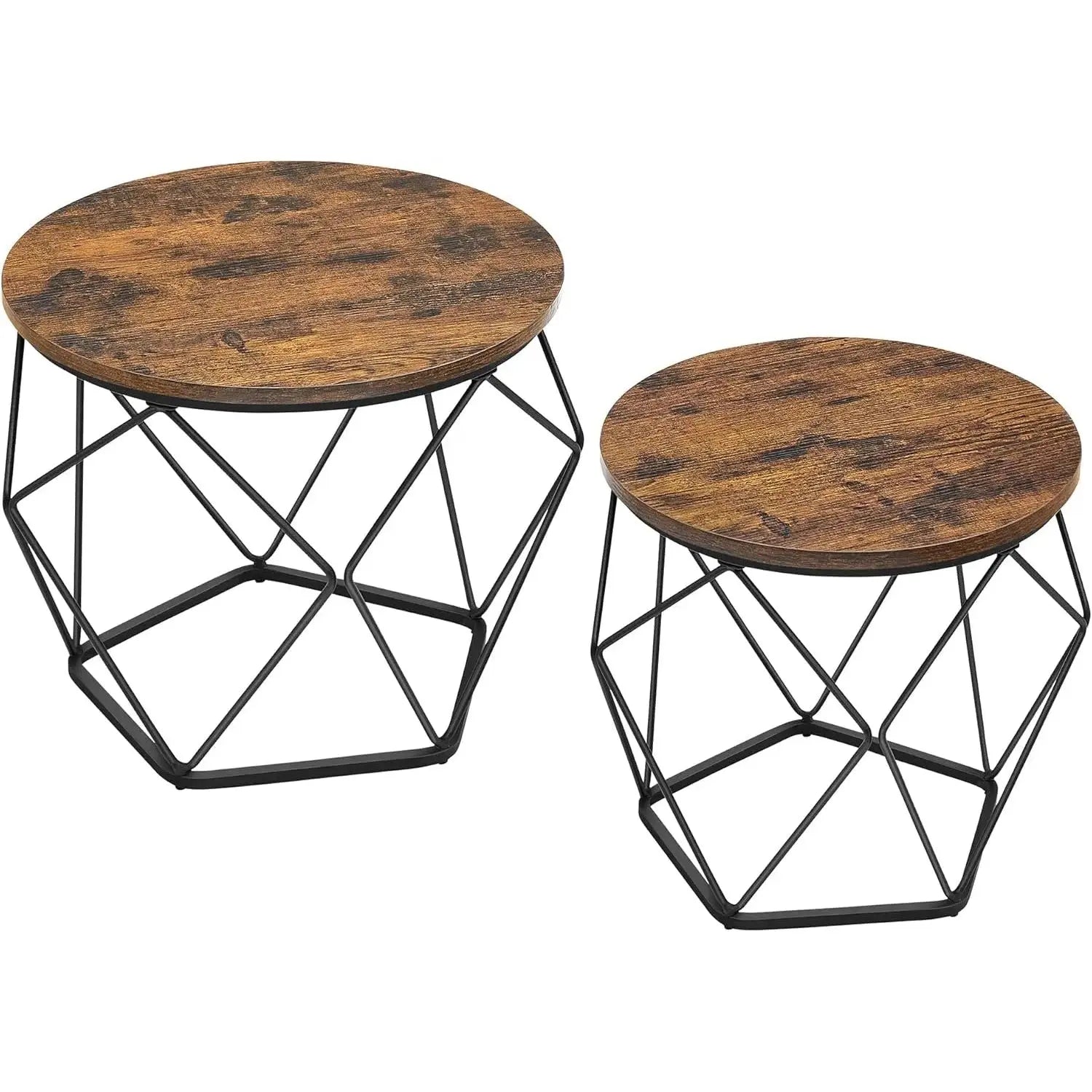 Couchtisch-Set rund abnehmbar braun Stahl von Songmics