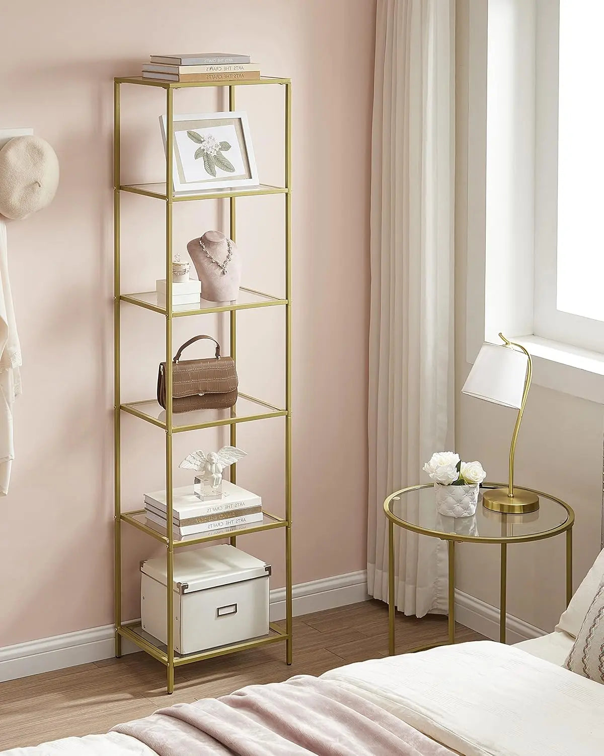 Regal mit 6 Ablagen Goldfarben von Songmics