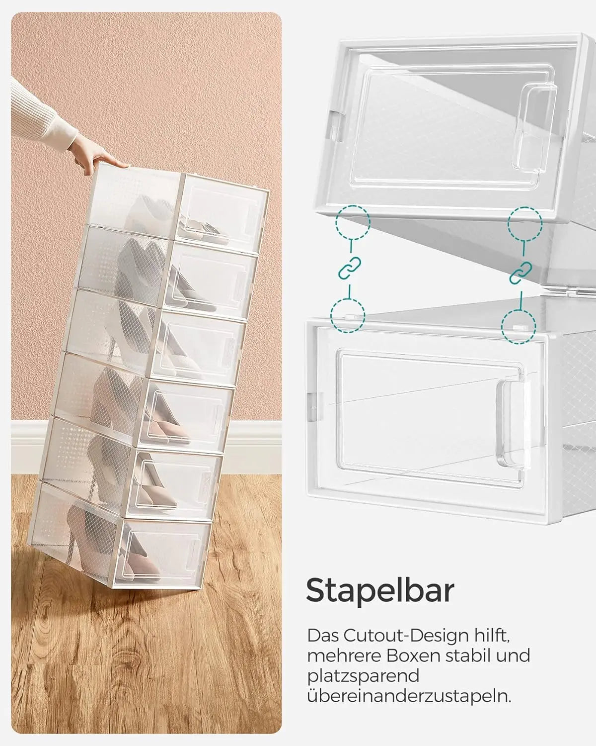Schuhboxen stapelbar transparent Kunststoff 12er-Set von Songmics