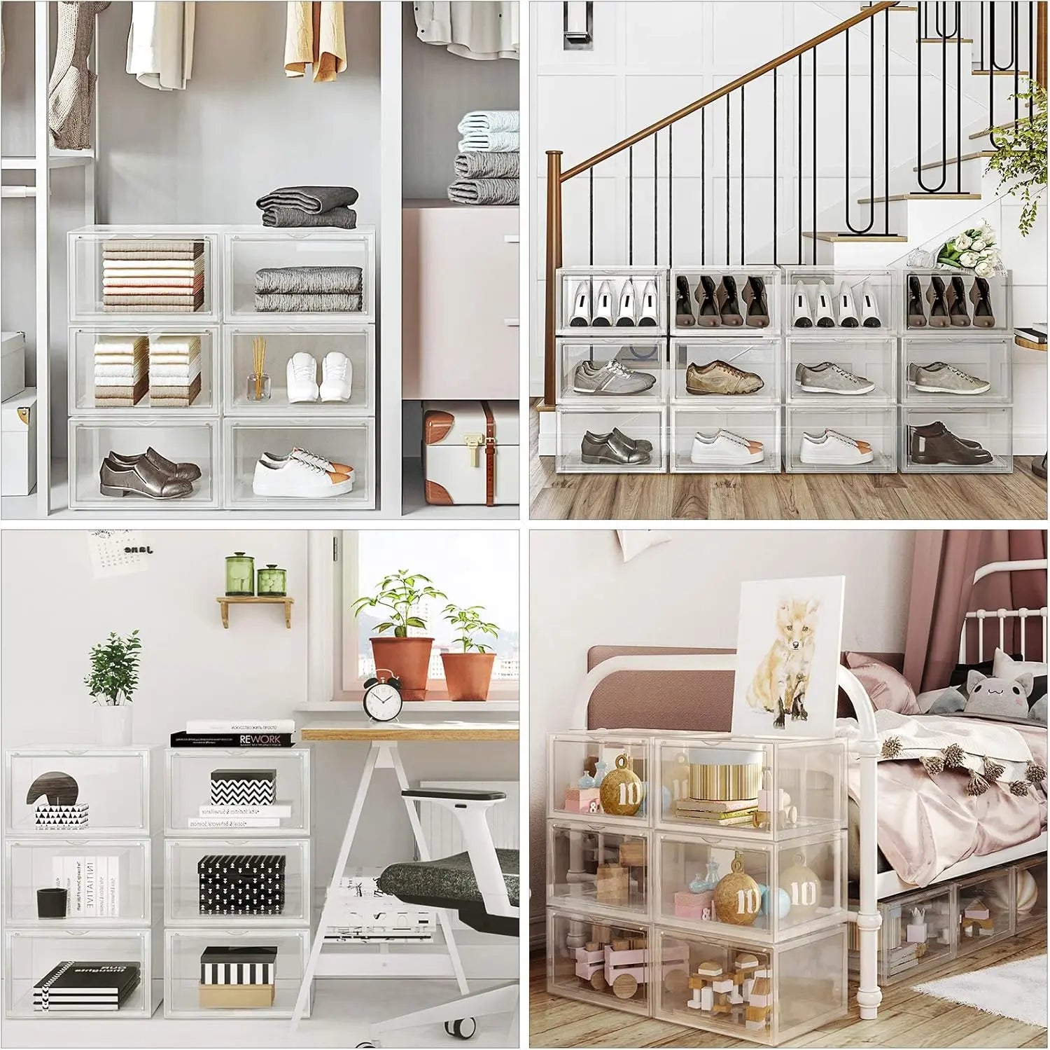 Schuhboxen Stapelbare Organizer Kunststoff Transparent von Songmics