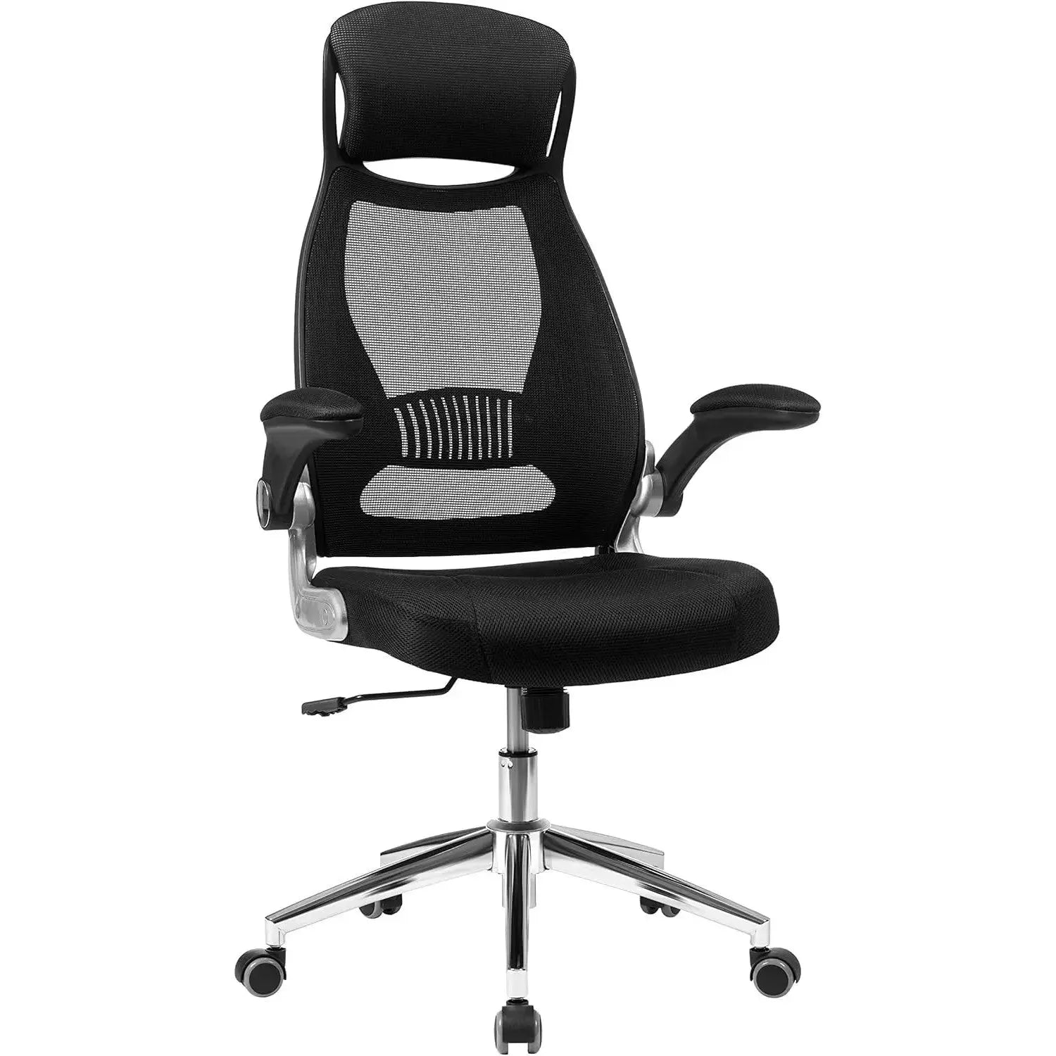 Bürostuhl mit Kopfstütze und Wippfunktion Schwarz von Songmics
