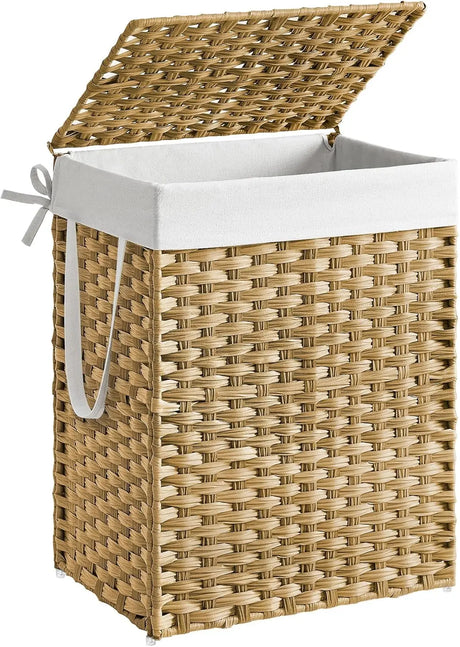 Wäschekorb Rattan 90L faltbar Natural von Songmics