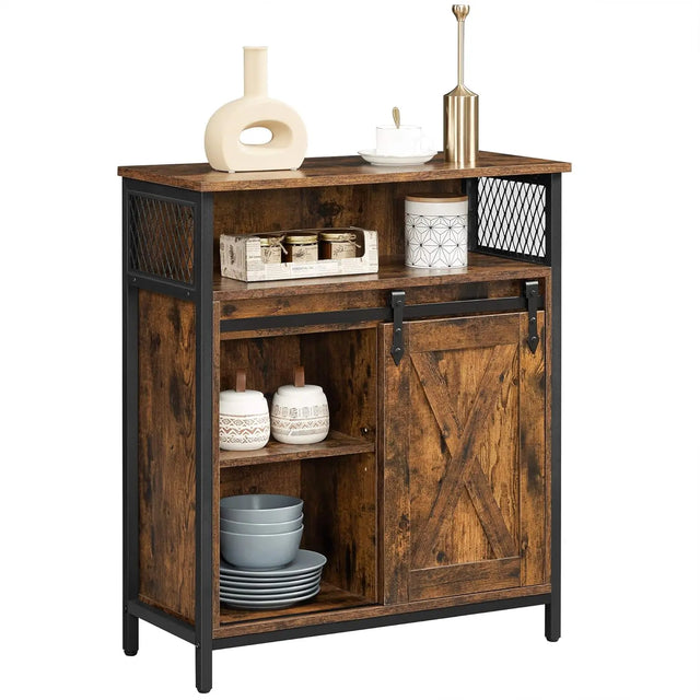 Sideboard mit Schiebetür rustikales Braun von Songmics